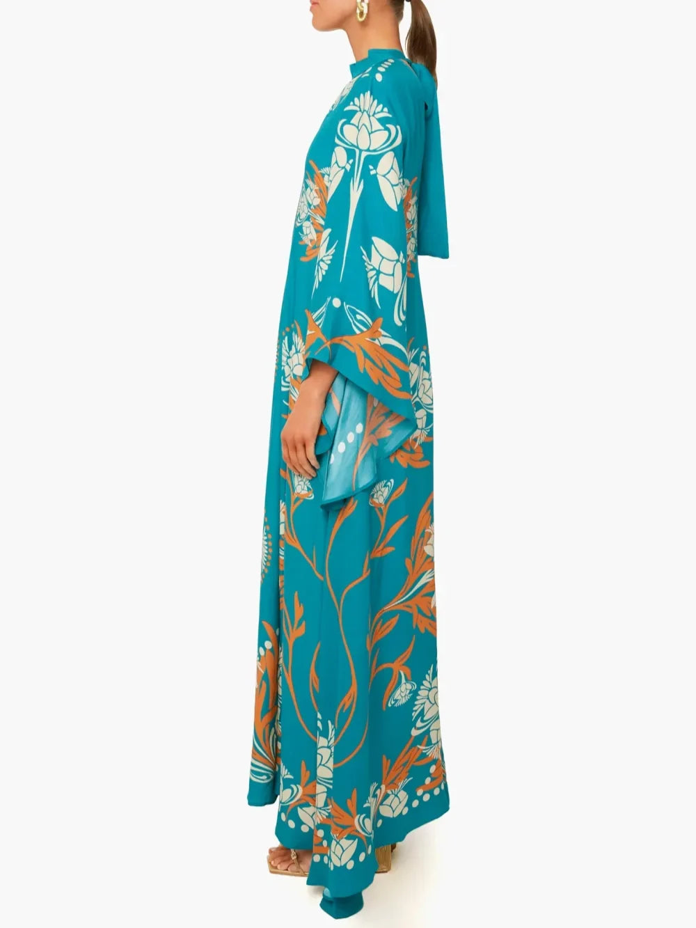 Robe longue vintage spectaculaire imprimé