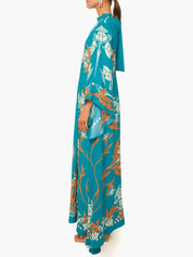 Robe longue vintage spectaculaire imprimé