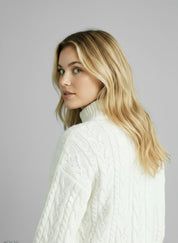 Pull Amy zippé — Blanc (zip noir)