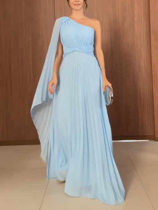 Robe longue élégante fluide plissée