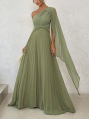 Robe longue élégante fluide plissée