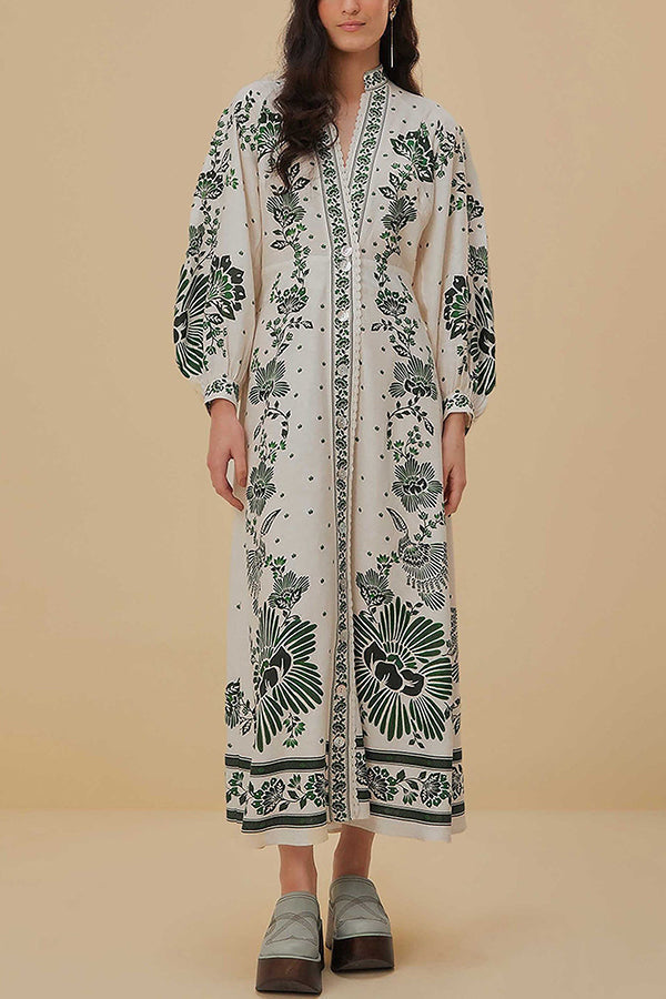 Robe longue unique manches longues boutonnée