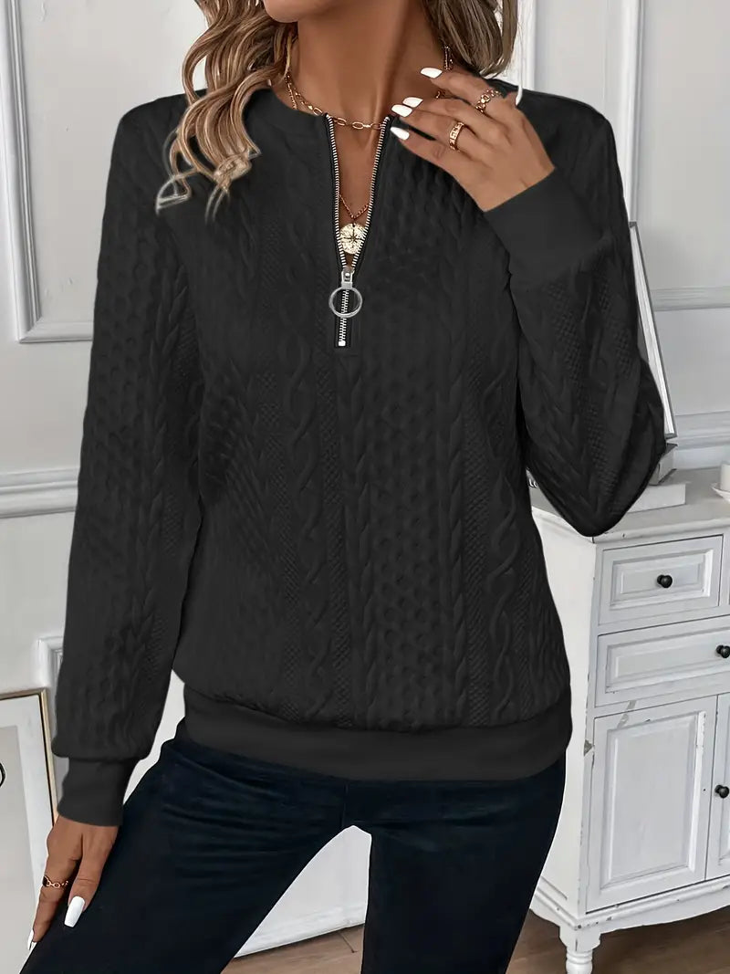 Pull Amy zippé — Blanc (zip noir)