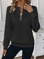 Pull Amy zippé — Blanc (zip noir)
