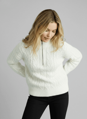 Pull Amy zippé — Blanc (zip noir)