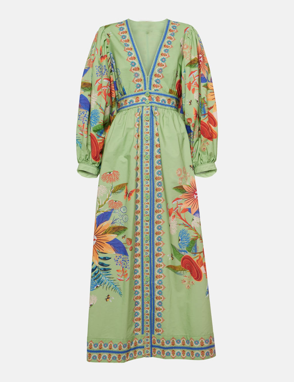 Robe mi-longue délicate fleurie boutonnée