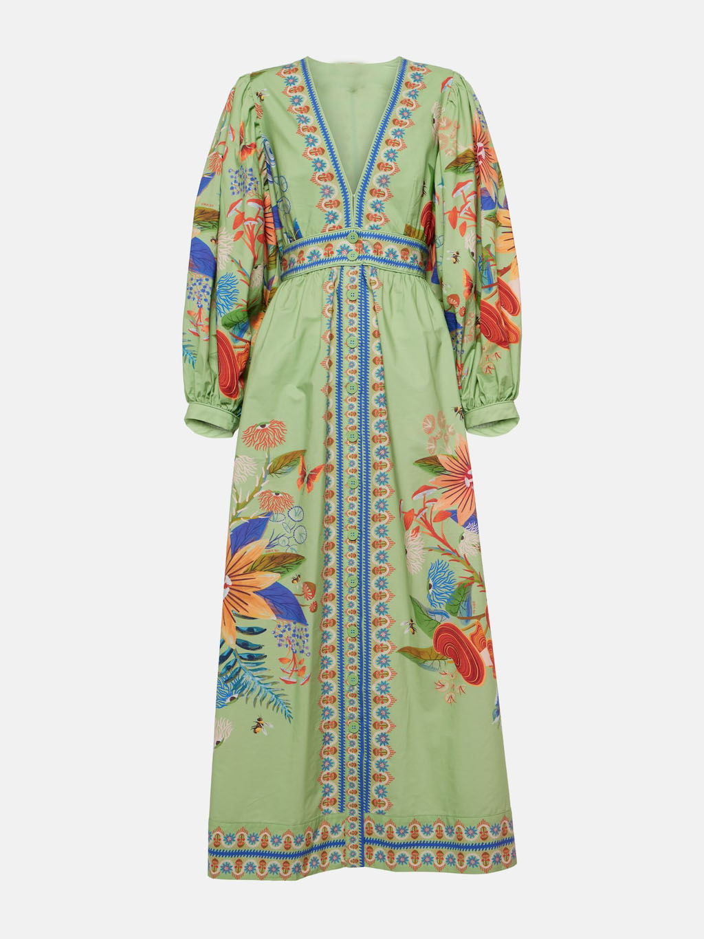 Robe mi-longue délicate fleurie boutonnée