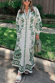 Robe longue unique manches longues boutonnée