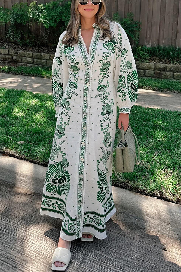 Robe longue unique manches longues boutonnée