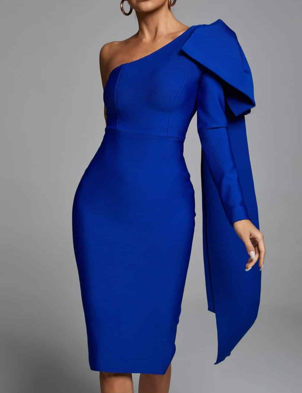 Robe Abbey asymétrique une épaule bandage
