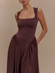 Robe Minimalist rétro col carré