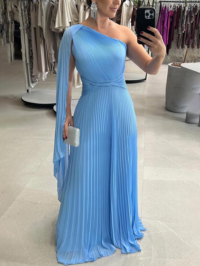 Robe longue élégante fluide plissée