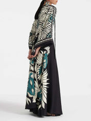 Robe longue Elegance manches cascade à imprimé floral