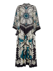 Robe longue Elegance manches cascade à imprimé floral