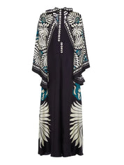 Robe longue Elegance manches cascade à imprimé floral