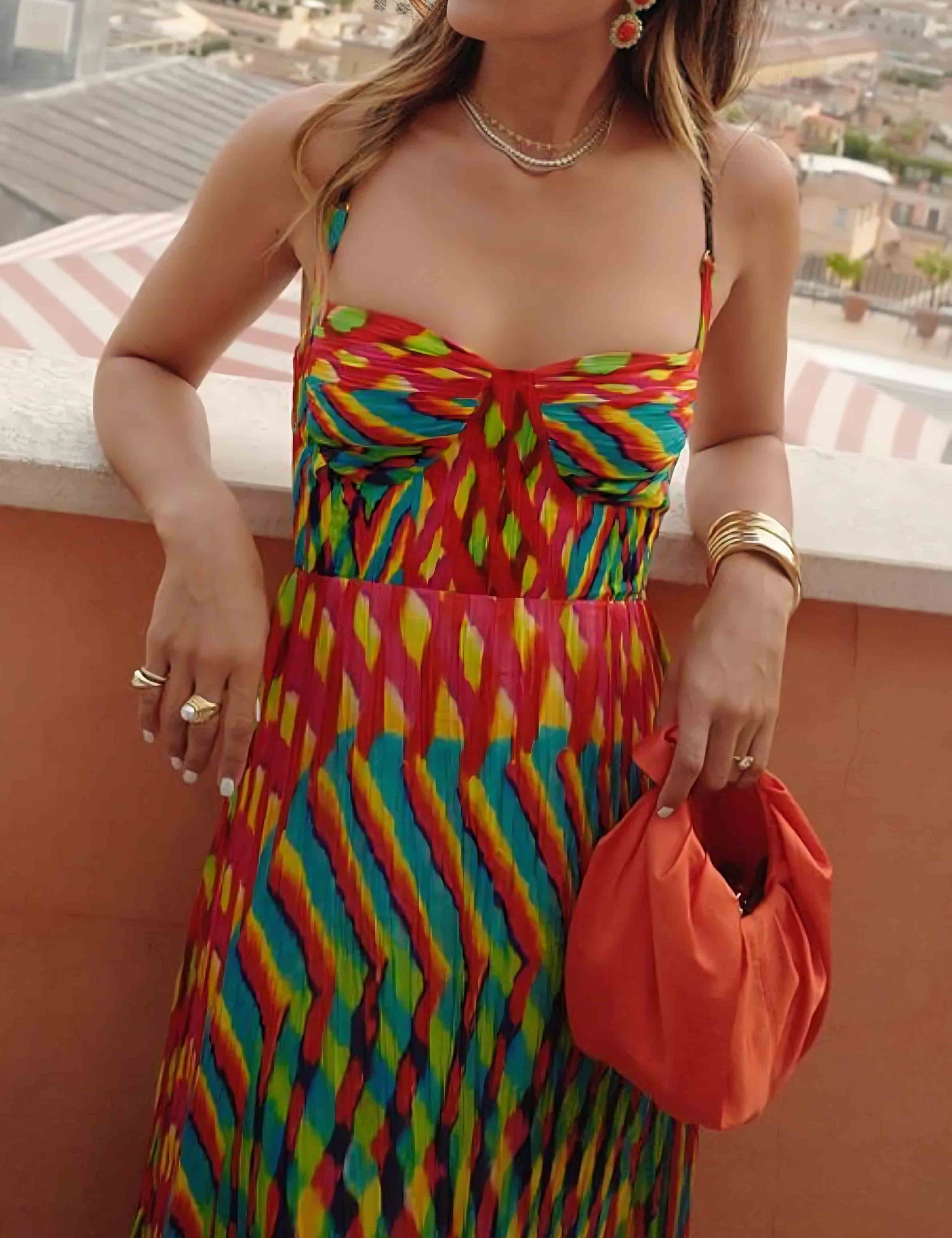 Robe longue élégante trapèze imprimé