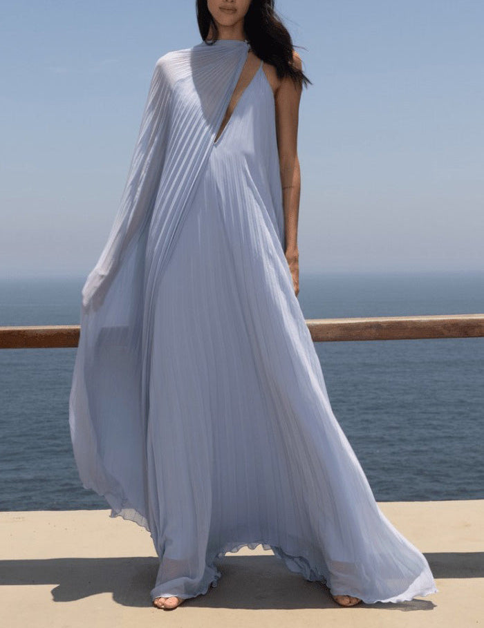 Robe longue élégante plissée fluide