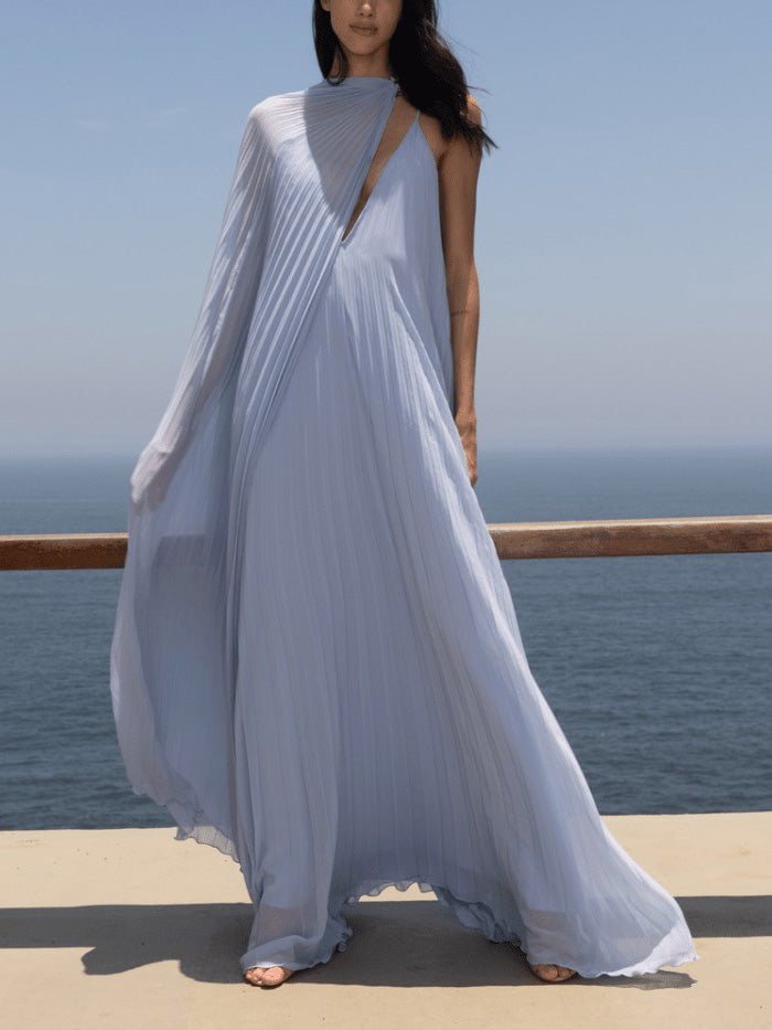 Robe longue élégante plissée fluide