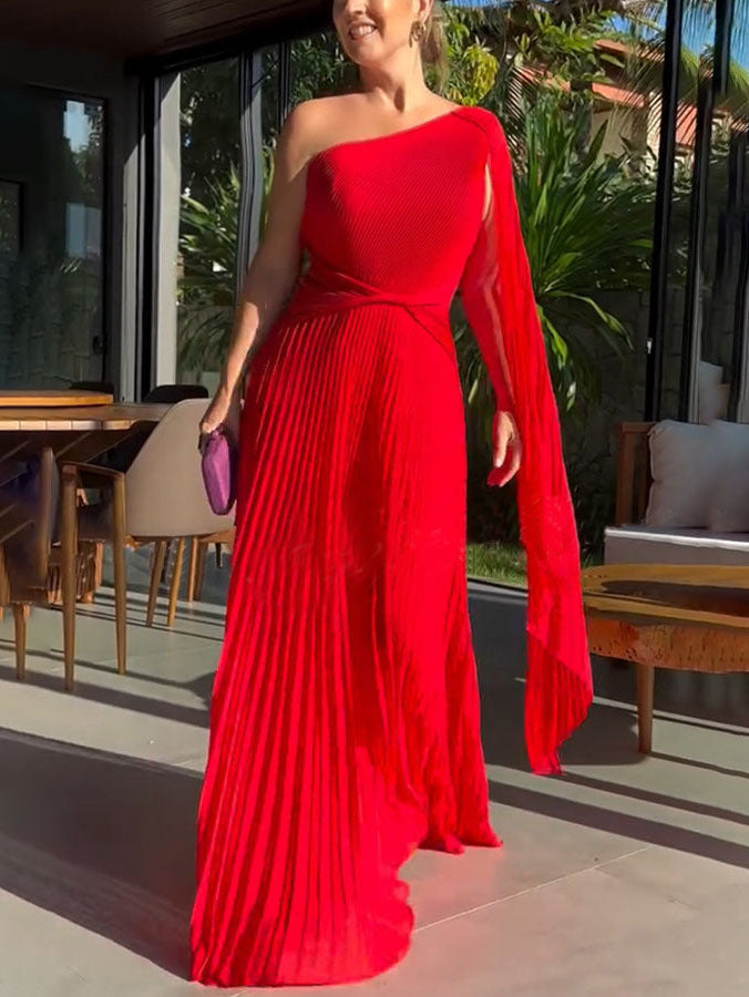 Robe longue élégante fluide plissée