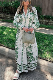 Robe longue unique manches longues boutonnée