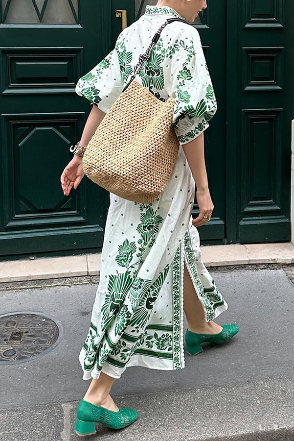 Robe longue unique manches longues boutonnée