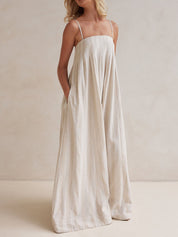 Robe longue décontractée rayée col licou