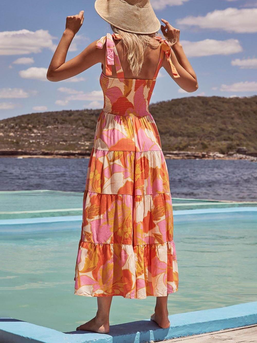 Robe sans manches plissée extensible