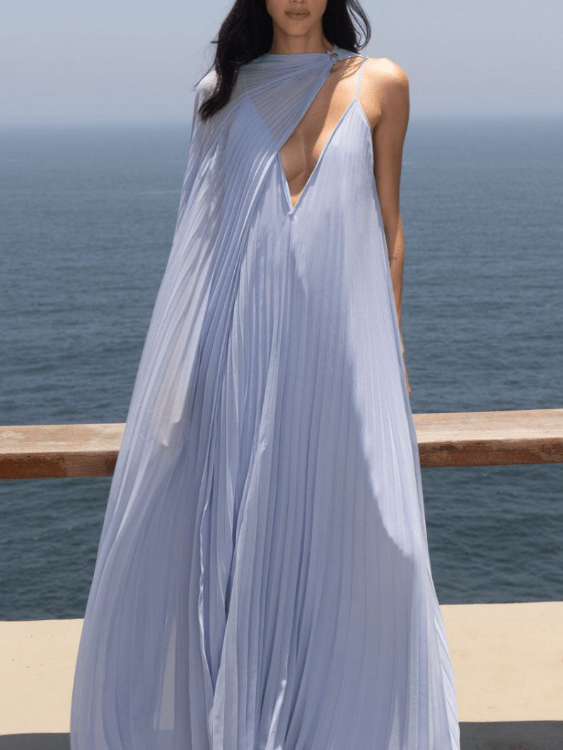 Robe longue élégante plissée fluide