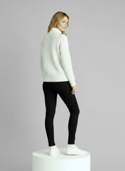 Pull Amy zippé — Blanc (zip noir)