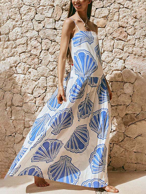 Robe longue décontractée de vacances imprimé