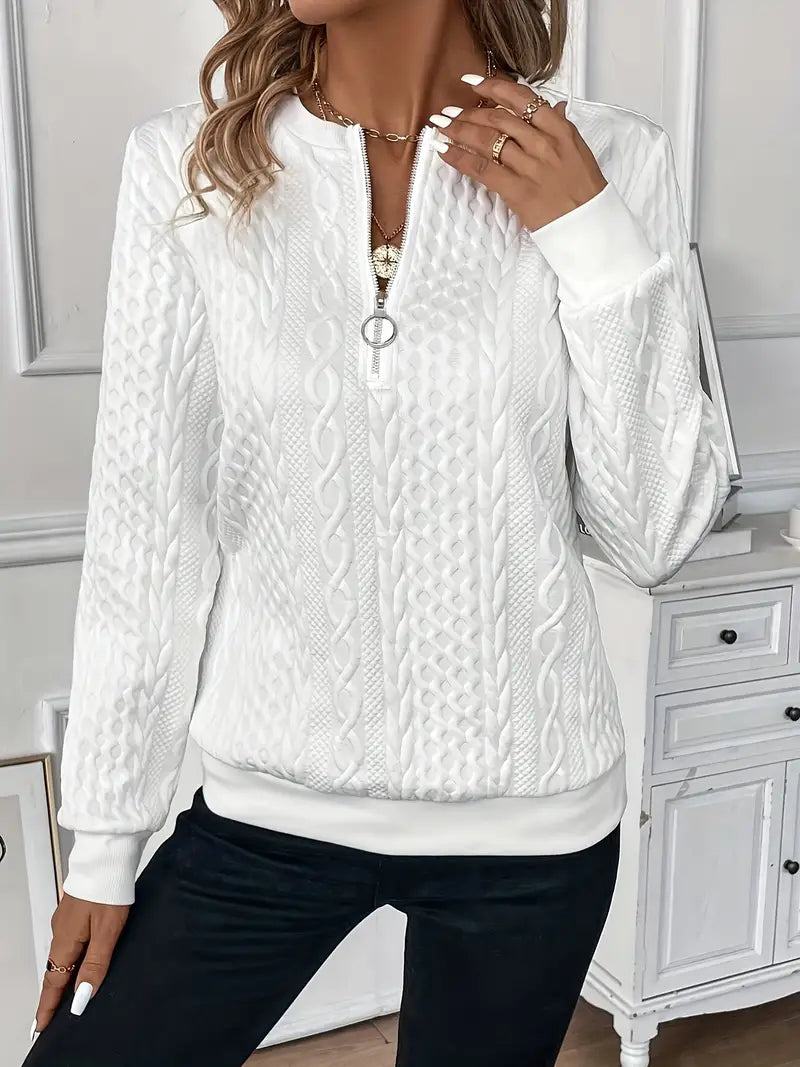 Pull Amy zippé — Blanc (zip noir)