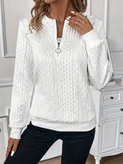 Pull Amy zippé — Blanc (zip noir)