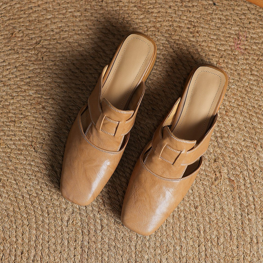 Mules Lawson à bout carré en cuir