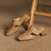 Mules Lawson à bout carré en cuir