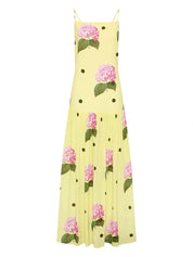 Robe mi-longue à imprimé floral à pois