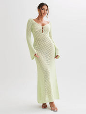 Robe longue manches longues dos ouvert