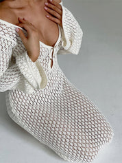 Robe longue manches longues dos ouvert