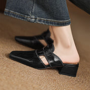Mules Lawson à bout carré en cuir