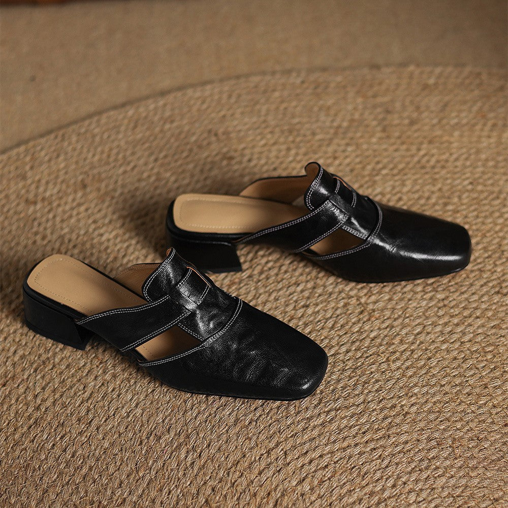 Mules Lawson à bout carré en cuir