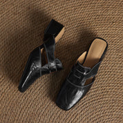 Mules Lawson à bout carré en cuir