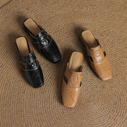 Mules Lawson à bout carré en cuir