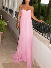 Robe longue élégante bustier plissée