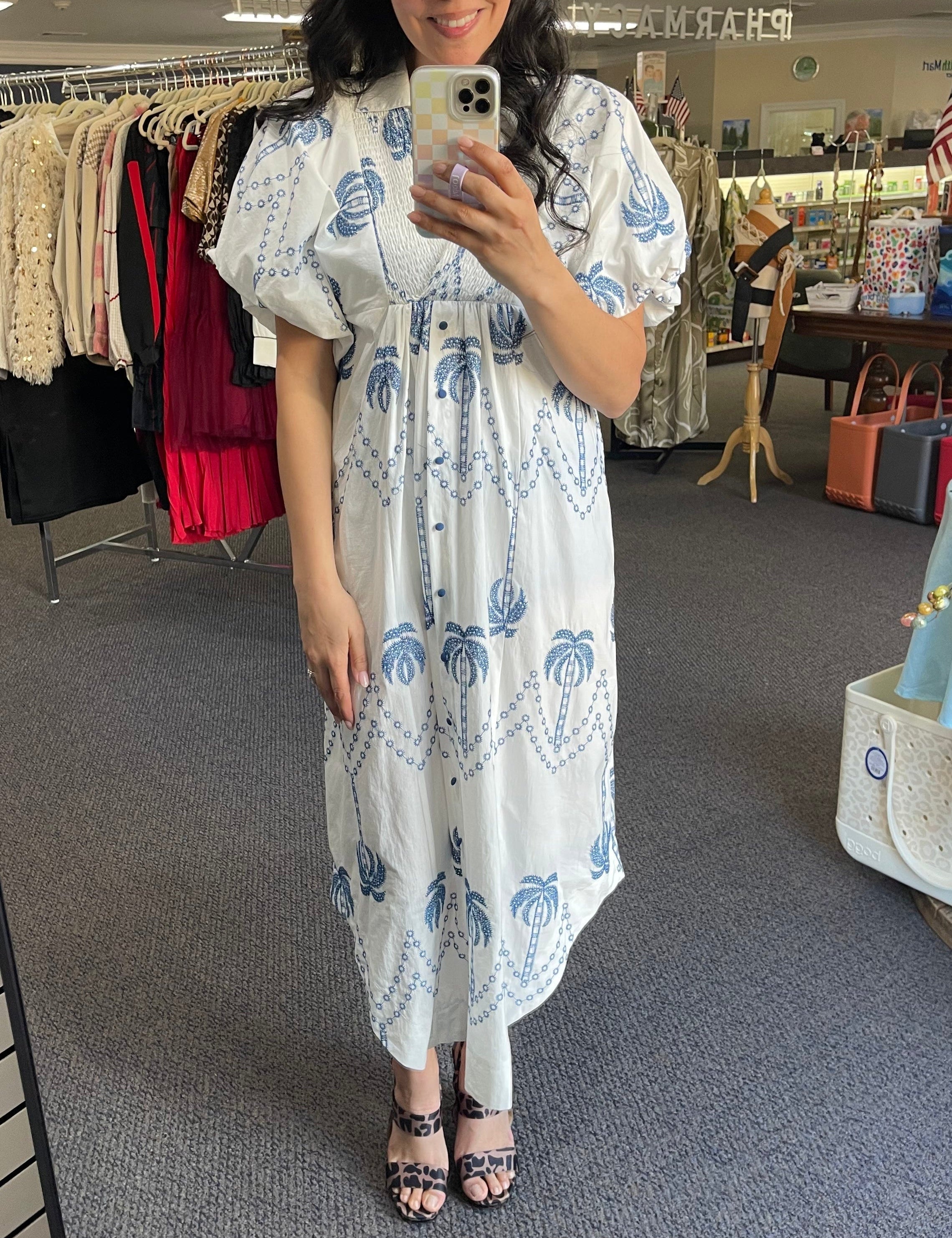 Robe mi-longue Palm imprimé