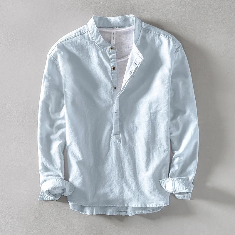 Chemise Caleb col mao en lin