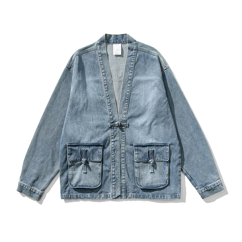 Kimono vintage délavé en denim