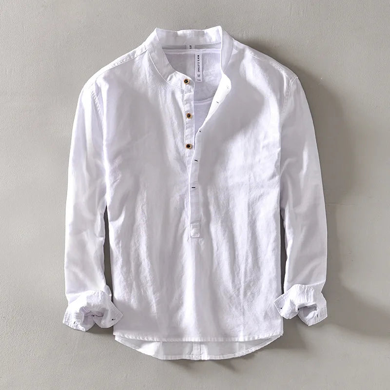 Chemise Caleb col mao en lin