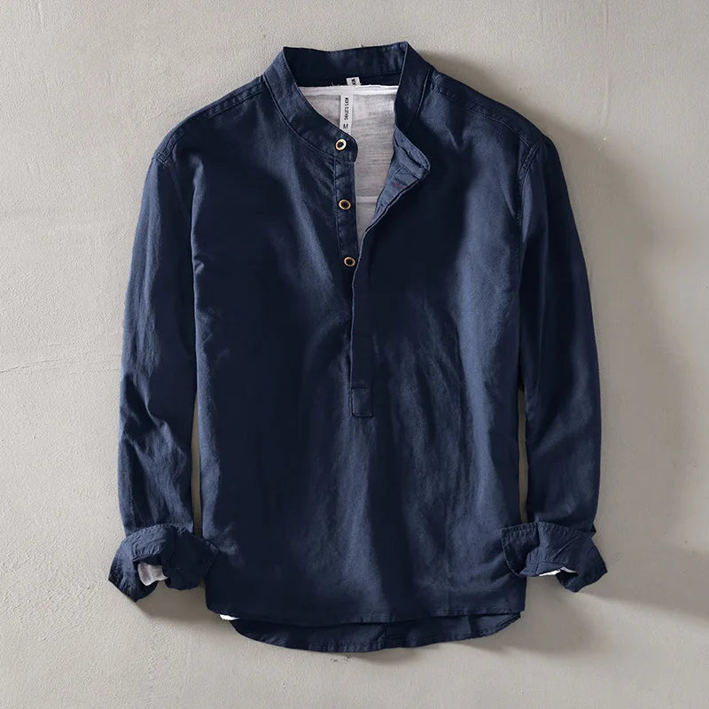 Chemise Caleb col mao en lin