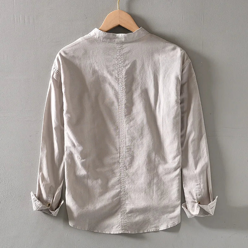 Chemise Caleb col mao en lin