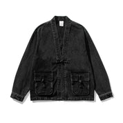 Kimono vintage délavé en denim