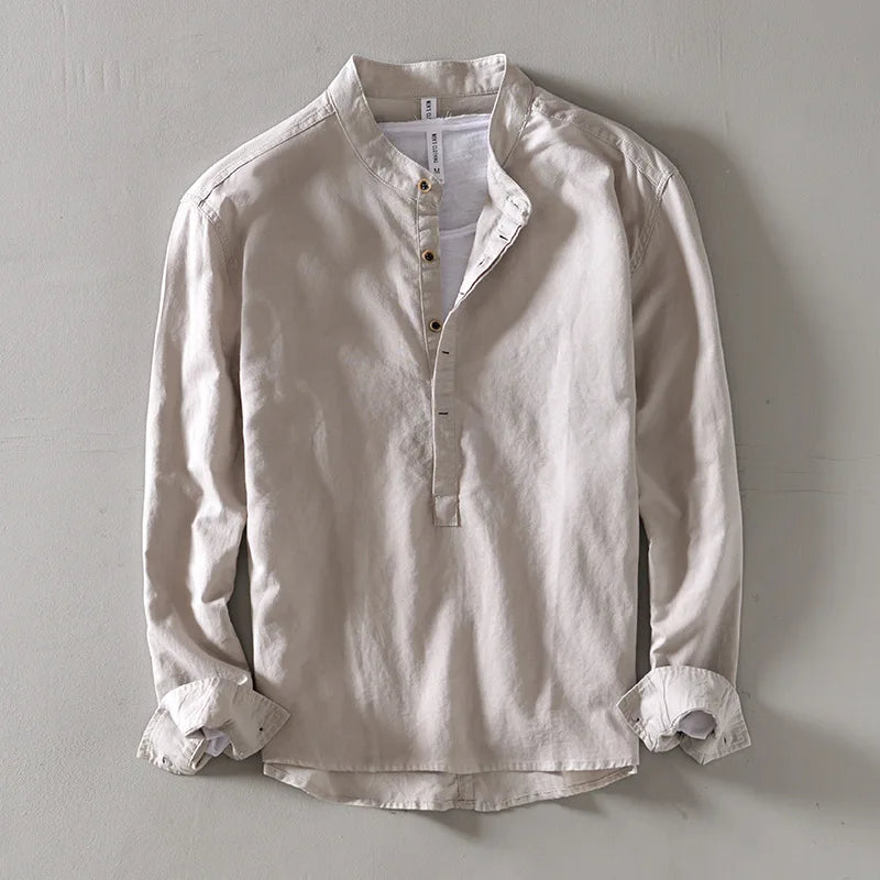 Chemise Caleb col mao en lin